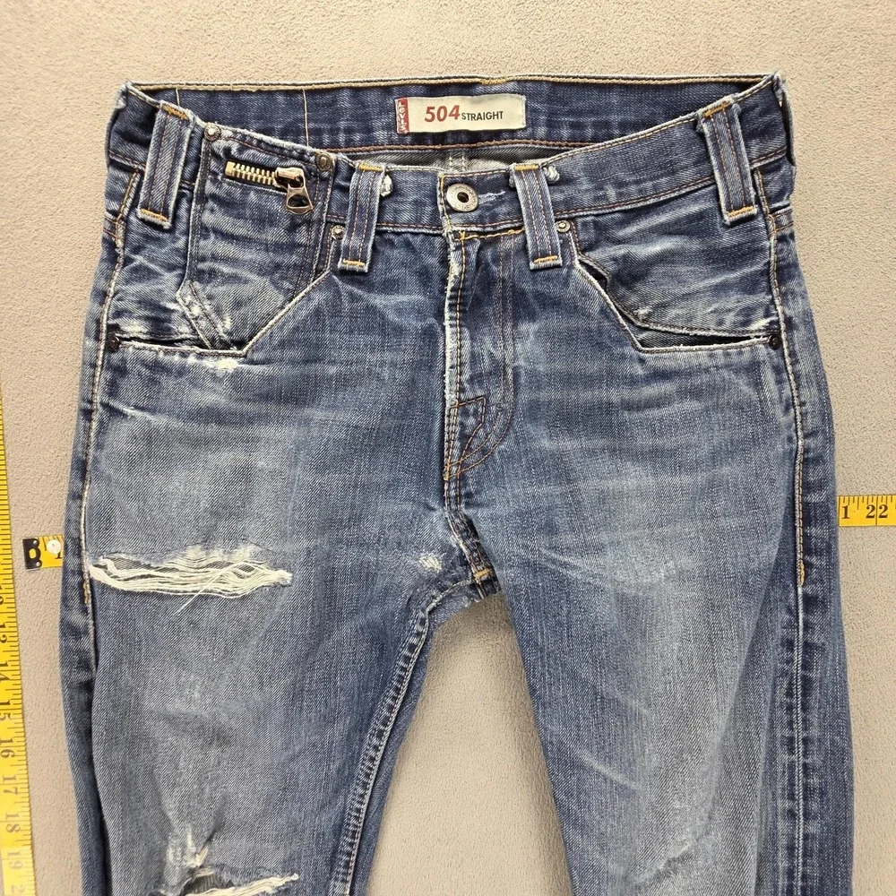 Vintage Levis Engineered Jeans Mens 30x34 Blue 504 Straight Thrashed Honeycomb